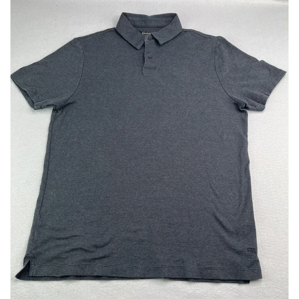 Banana Republic Dress Polo Mens Large Black Short Sleeve Shirt 100% Cotton